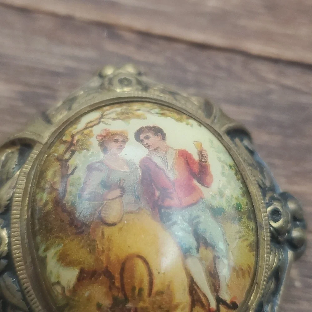 B433 edwardian antique courting couple cameo brooch‎ amazing! Rare find